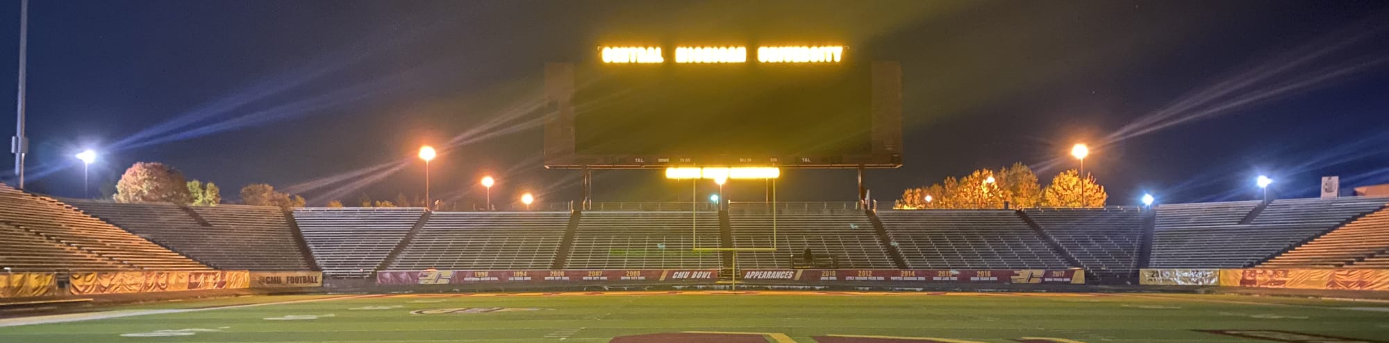 empty football stadium at night under the lights Minneapolis